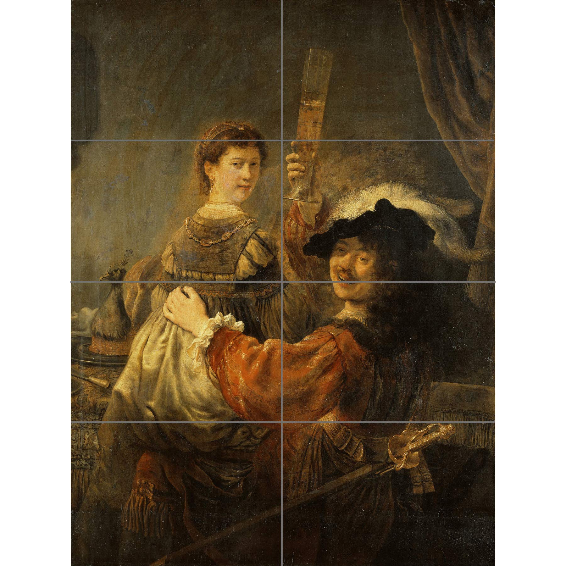 Artery8 Rembrandt & Saskia In The Scene Of The Prodigal Son XL Giant Panel Poster (8 Sections)