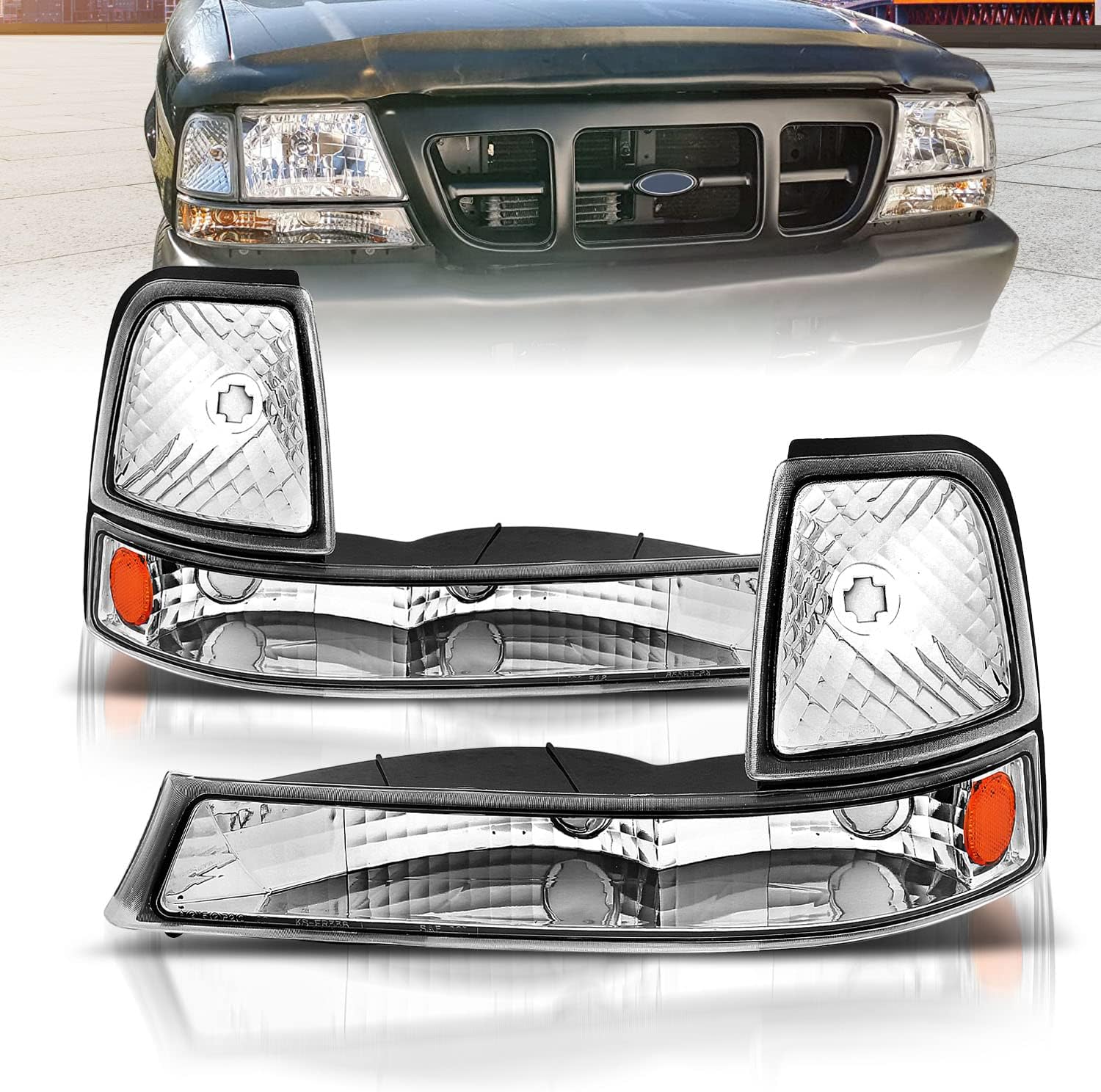 AmeriLite Bumper Lights Euro Amber for Ford Ranger - Passenger and Driver Side