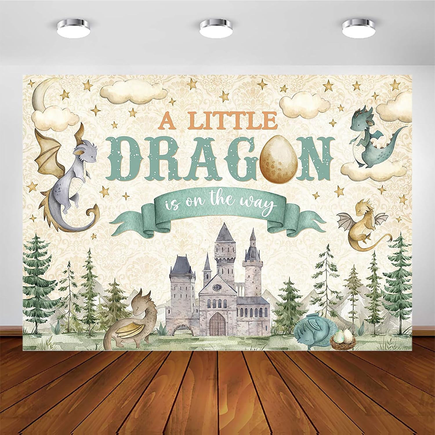 Avezano Dragon Baby Shower Backdrop A Little Dragon is On The Way Baby Shower Party Decorations Dragon Theme Gender Reveal Party Decor for Kids New Born (8x6ft)