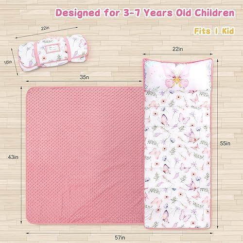 Miniatura 2 de Pea Pod Tapete para siesta para niños pequeños con almohada y manta de forro polar, ultra suave, para niños, para guardería, preescolar, jardín de