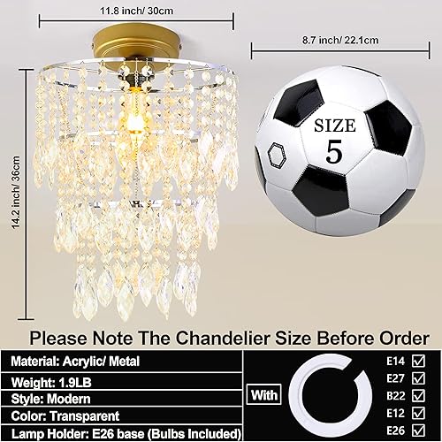 Miniatura 5 de Pantalla de araña acrílica, pantalla de techo con cuentas de cristal y marco cromado para dormitorio, decoración de boda o fiesta, diámetro de 12