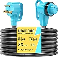 Vista 23 de CircleCord Cable de alimentación para caravana de 30 amperios de 36 pies con bloqueo giratorio, resistente calibre 10, 3 cables, STW de cobre puro