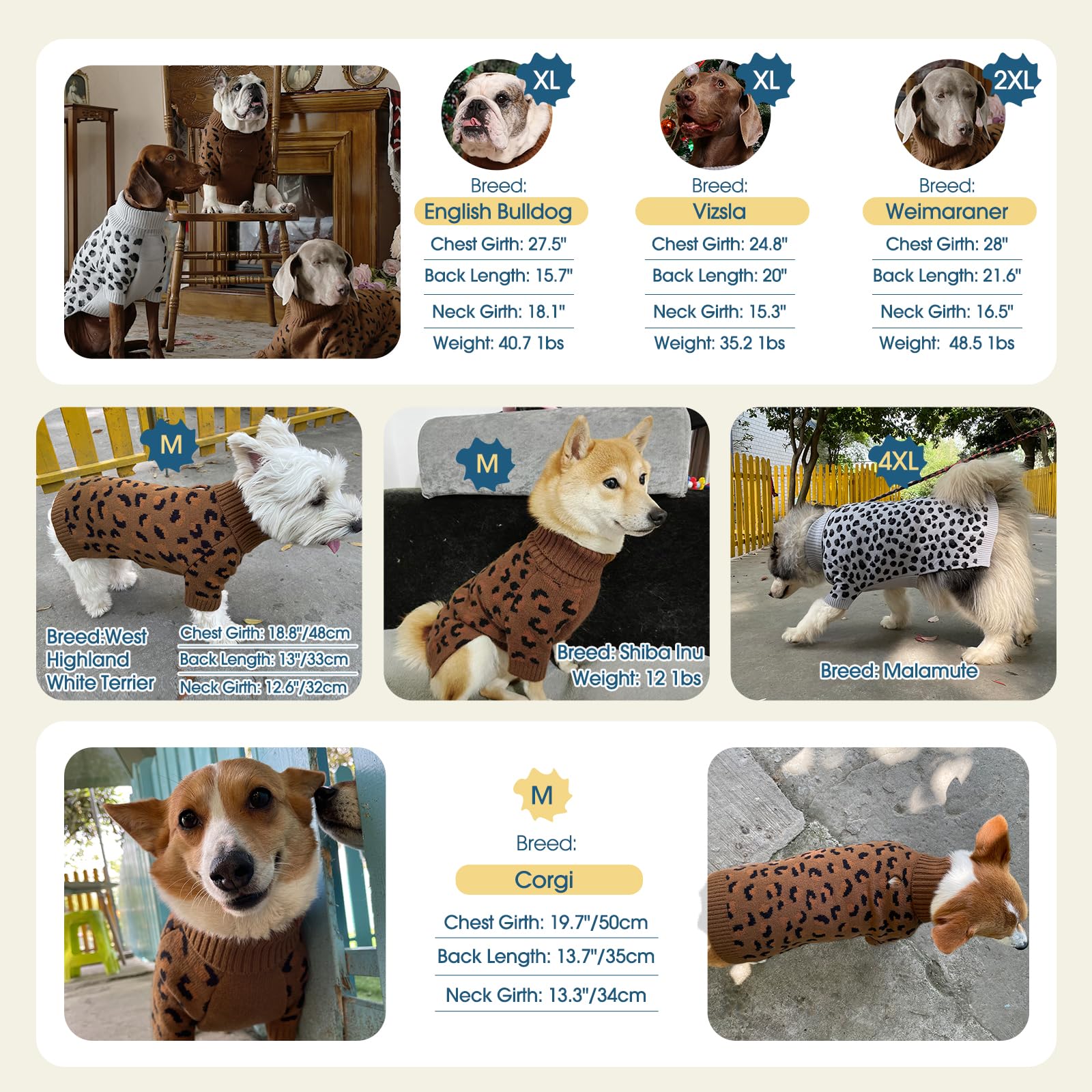 ROZKITCH Pull d'hiver en tricot pour chien de grande race, doux et confortable pour temps froid, pour bouledogues, dobermans et huskies, gris, taille 5XL