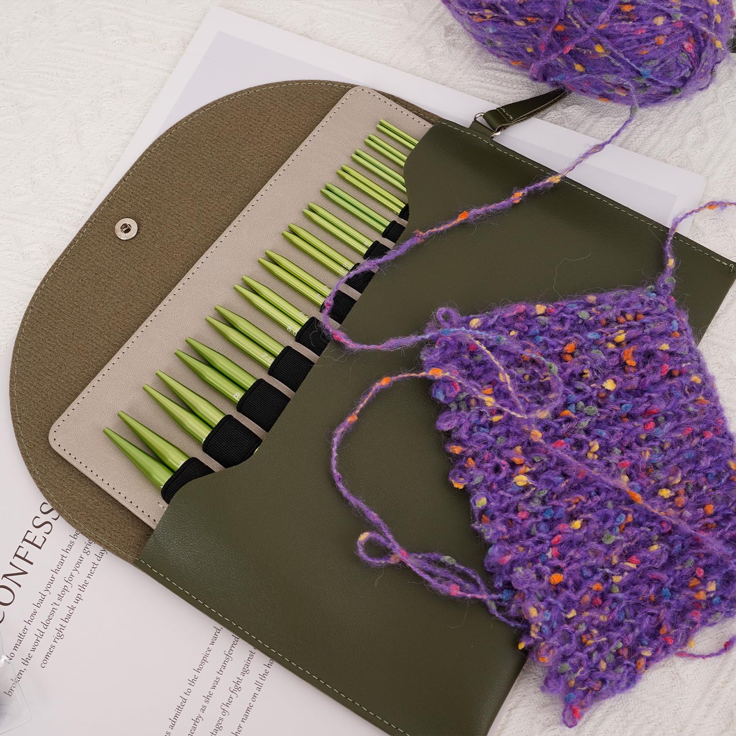 Interchangeable Circular Knitting Needles Set Includes 13 Pairs of Premium Aluminum Needles and Knitting Tools Box for Knitting Projects Use