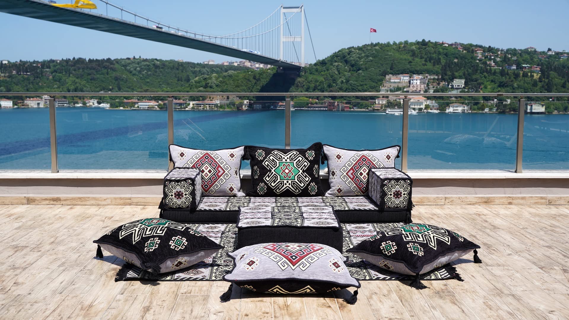 Buy Gray Arabic Sofa Set, Arabic Majlis, Floor Pillows, Moroccan Sofa