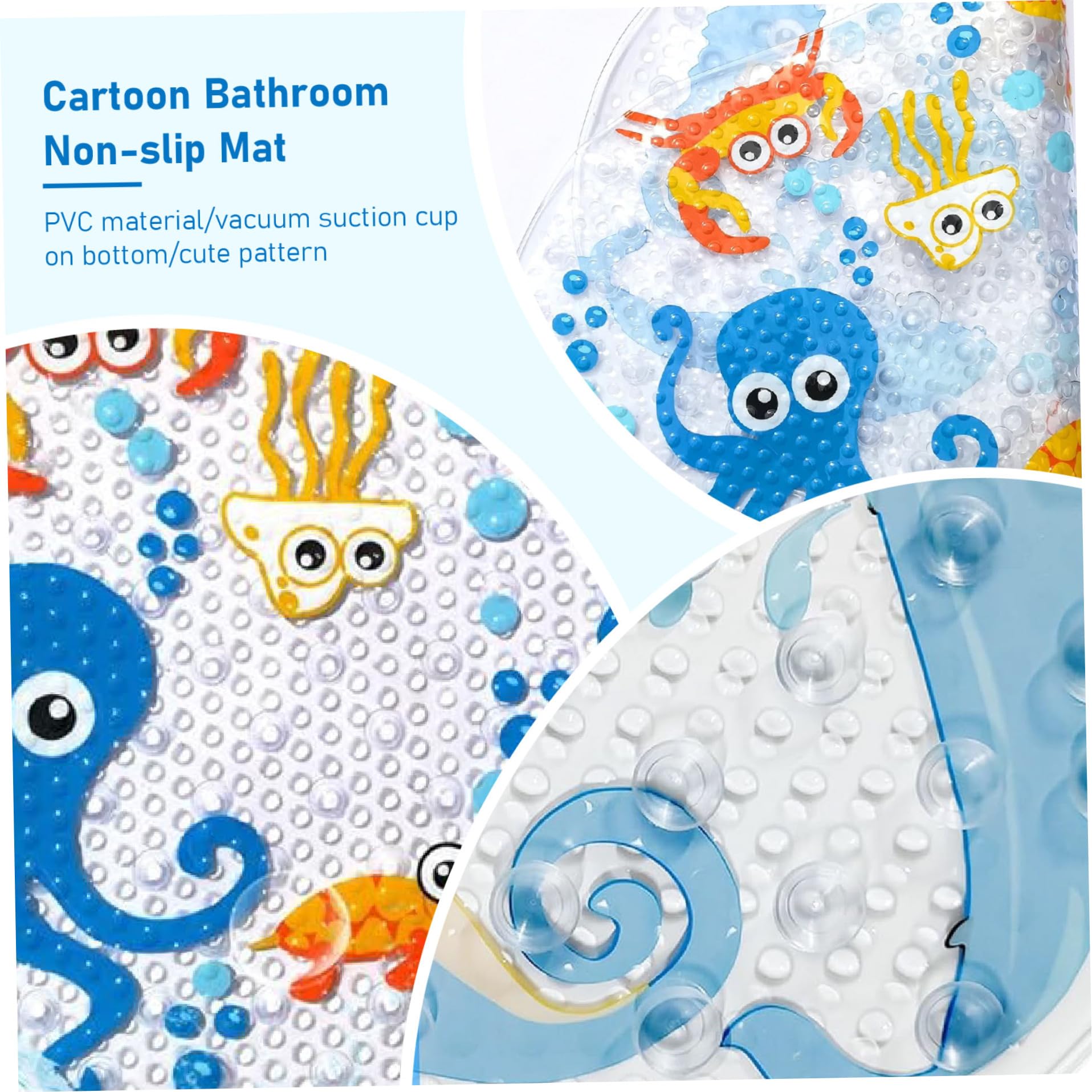 Mat de Bain pour Tout-Petit, Tapis de Baignoire en PVC sans Glissement en PVC pour Les Enfants, Tapis de Baignoire pour bébé en Dessin animé, Tapis de Bain pour Les Enfants pour Baignoire