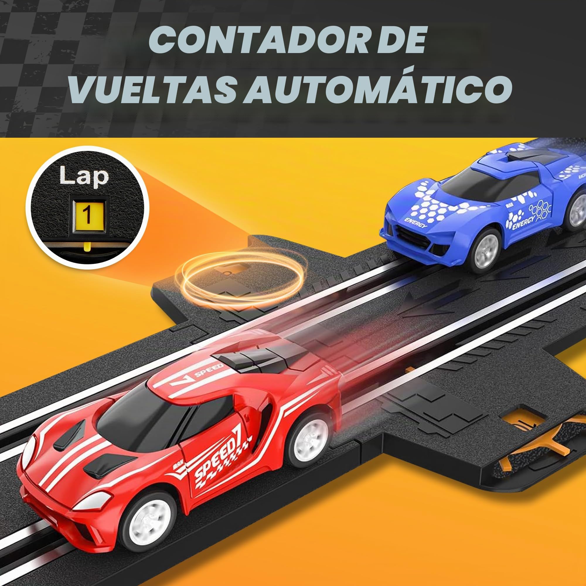 Atlasonix Juegos de pistas de carreras de coches de ranura, pista de carreras y accesorios, pista de vehículos de carreras eléctrica, pista de carreras eléctrica dual para niñas y niños a partir de 5
