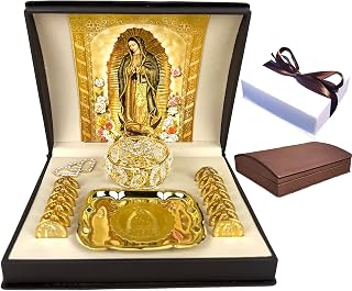 Cuitáxi Arras de boda catolica with our virgen of Guadalupe in a premium gift box made of 14k Gold Plated - arras de matrimonio - wedding coins - arras for wedding coins catholic