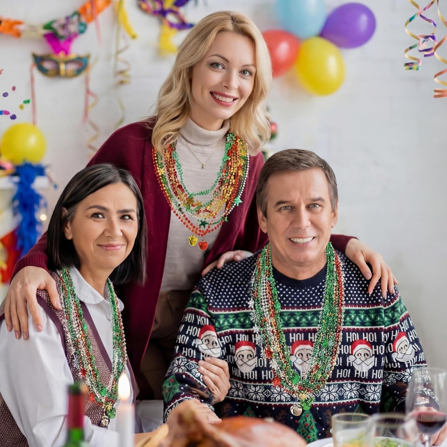 Civaner Mardi Gras Bead Necklaces Bulk Red Green Gold 31.4 Inch Mardi Gras Necklace Throws for St. Patrick Day Decoration Costume Masquerade Party Carnival Parade Celebrations