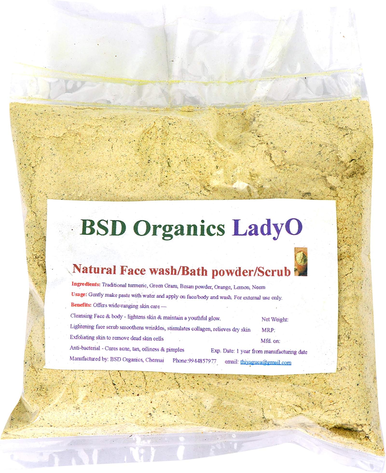 LadyO Natural Herbal Women face wash & bath powder/scrub - 200 gms