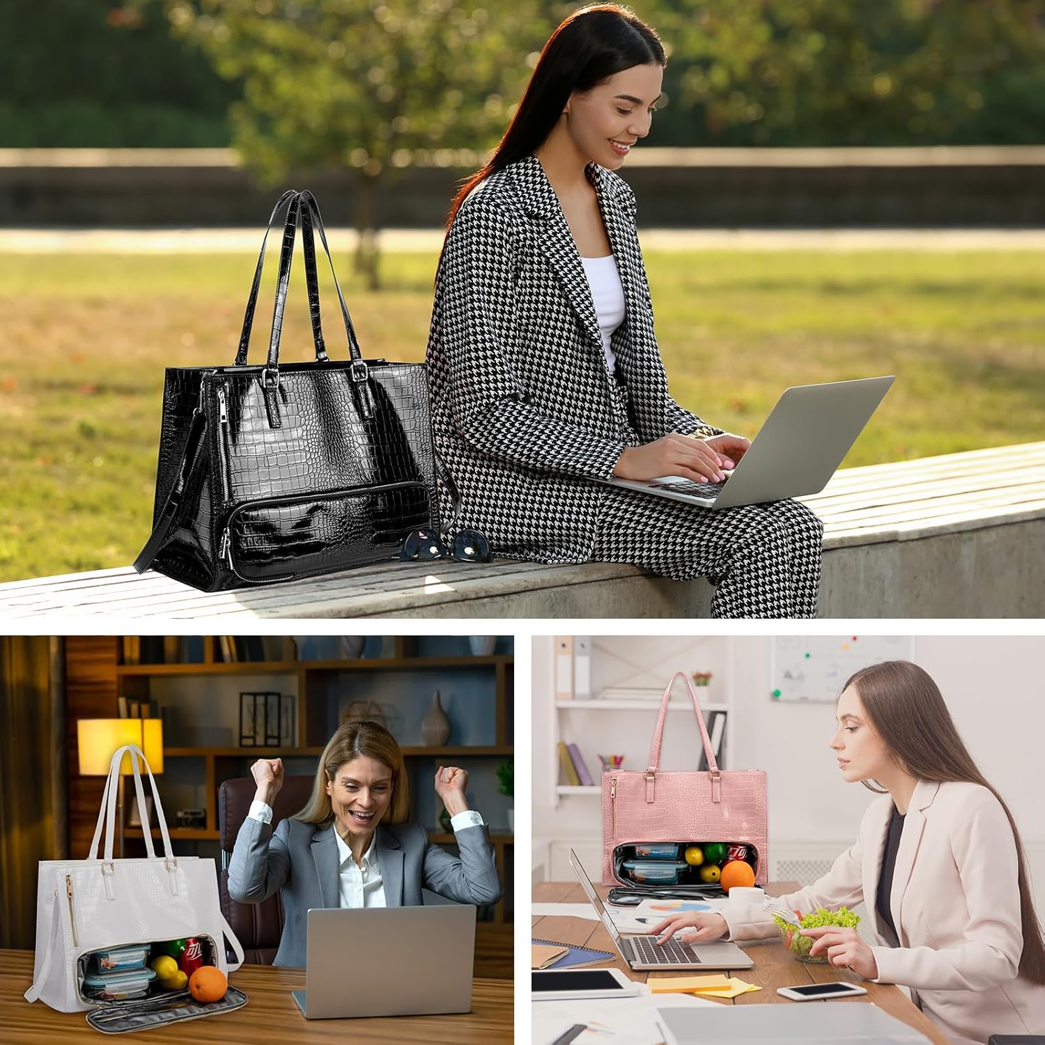 ROYAFAIR Lunch Tote Bag for Women, 15.6 Inch Laptop Bag with Insulated Lunch Compartment - Image 2