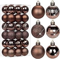 Vista 12 de Adornos de Navidad marrones de 1.57 pulgadas para árbol de Navidad, 36 piezas de mini esferas inastillables, decoración de árbol de Navidad, bolas
