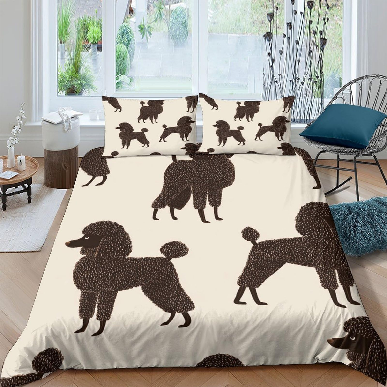 Ctjqhvkz Style-9 3D Printed Black Poodle Fitted Sheet Microfiber Soft Dog Pattern Bed Cover For Bedroom Guest Room Mattress Protection Single（135X200cm）