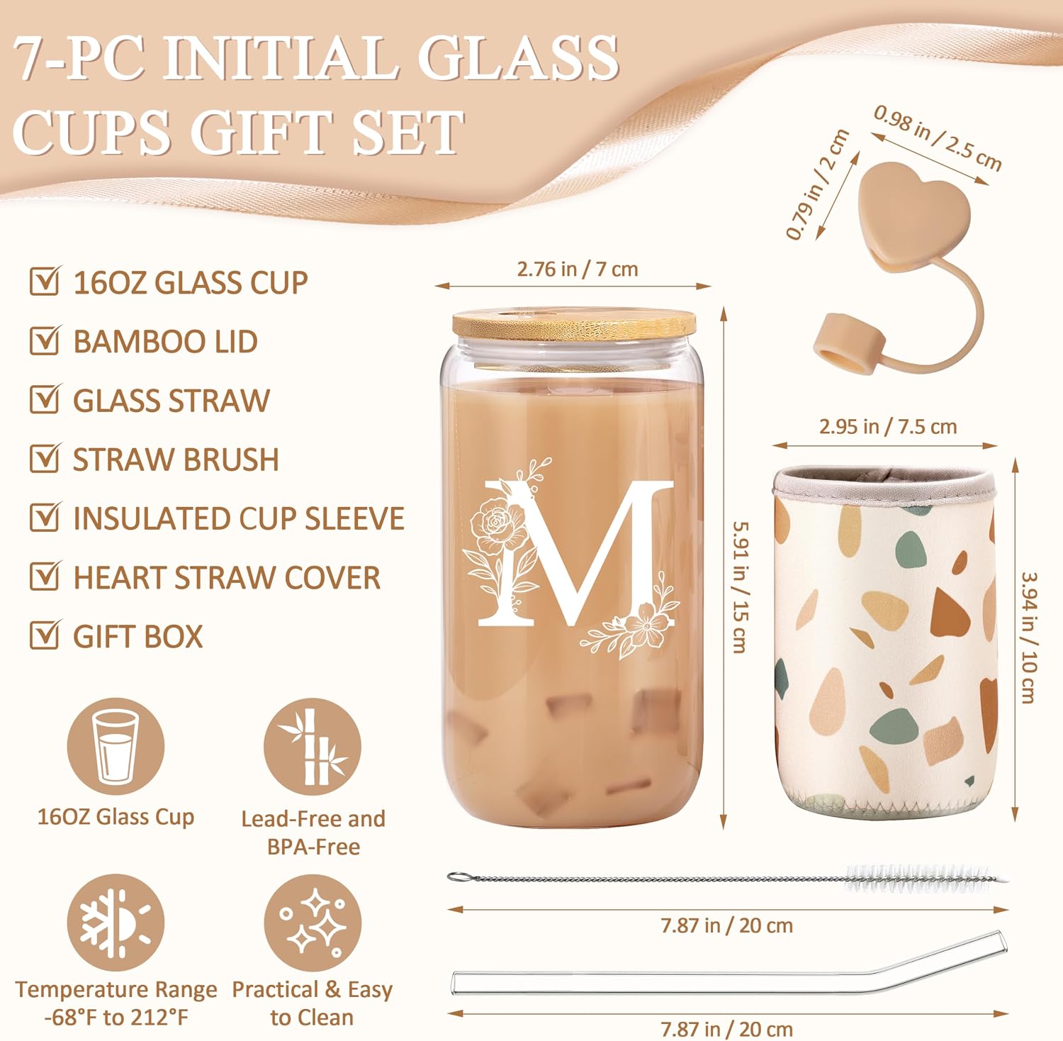Birthday Gifts for Women, Monogrammed Gifts for Women, Initial Glass Cup