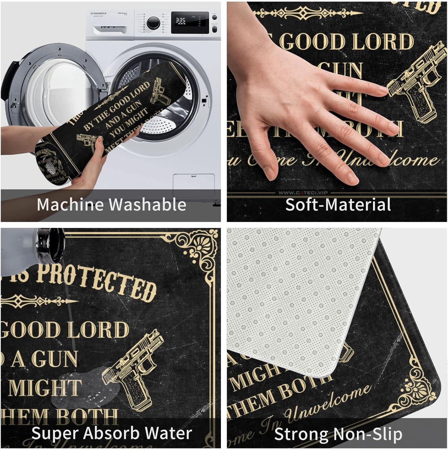 Interesting Entry Doormat This House is Protected By The Good Lord and A Gun Rug Teen Stuff Door Mats Outdoor Large(40X60CM)
