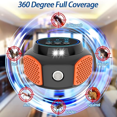 Miniatura 3 de Repelente ultrasónico para ratones, repelente de plagas ultrasónico de disuasión de ratones, repelente de ratones de 360 para interiores con altavoz