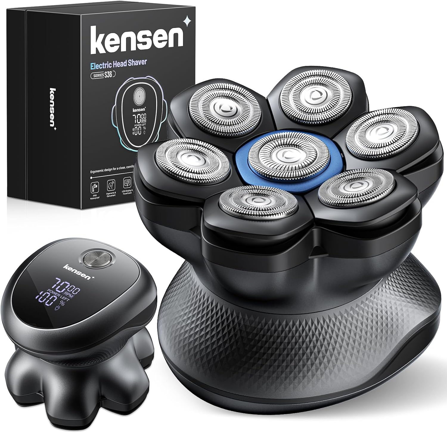 7D Head Shavers for Bald Men - 2026 New Dual Speed Electric Shaver, Bald Head Shaver with Magnetic Shaver Head IPX6 Waterproof Wet/Dry Use Shaving Balding Clipper LED Display Cordless Head Razor Gray