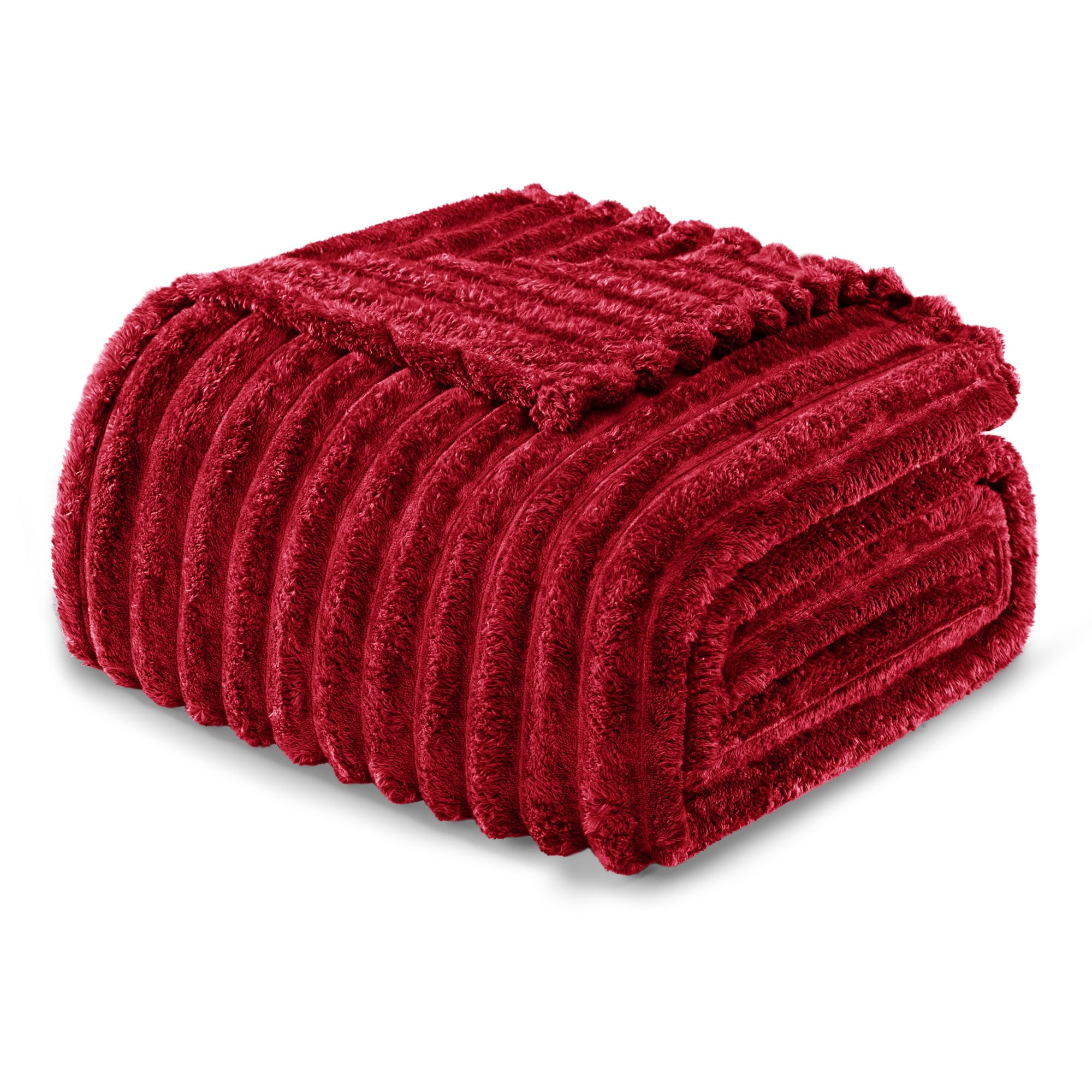 Exclusivo Mezcla Double Size Flannel Fleece Blanket, Super Soft Striped Jacquard Bed Blanket
