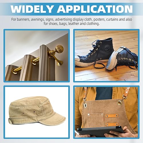 Miniatura 5 de 8MILELAKE 3 troqueles a presión de mano con ojales #024, kit de herramientas de perforación con ojales de alta resistencia, 1500 ojales dorados y