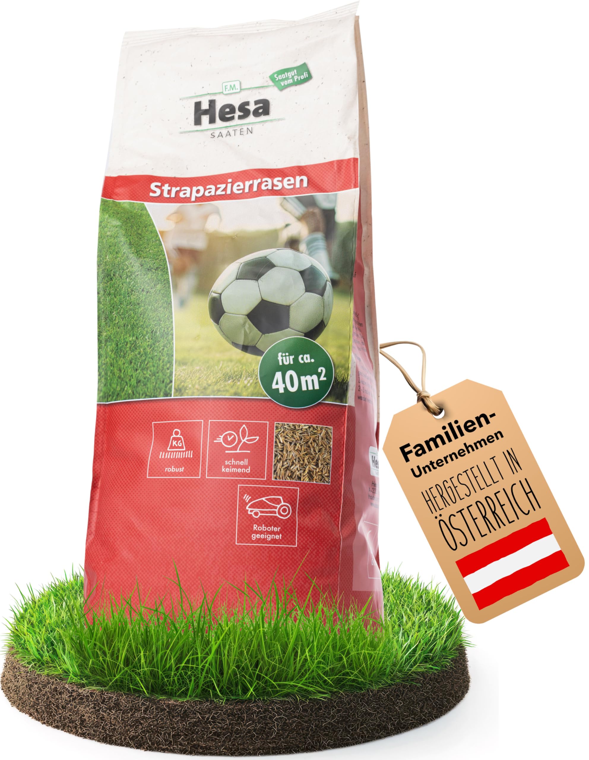 Hesa Sportrasen Strapazierrasen Rasensamen, 1 kg fr ca. 40 m,  schnellkeimende Rasensaat in RSM-Qualitt fr Neuansaat & Nachsaat, robuste  dichte Grasnarbe fr Spiel, Garten & Sport, Made in Austria : Amazon.de:  Garten