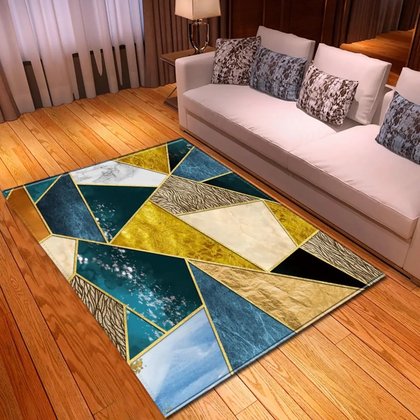 Tapis salon géométrique 3D moderne pour décoration chambre enfant