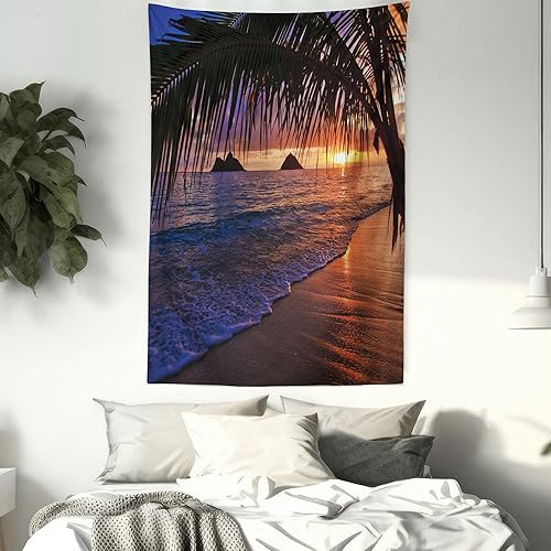 Miniatura 73 de Ambesonne Tapiz gótico, patio con hiedra encantada en la puerta antigua al bosque, colgante de pared ancho para dormitorio, sala de estar, 2-Verde