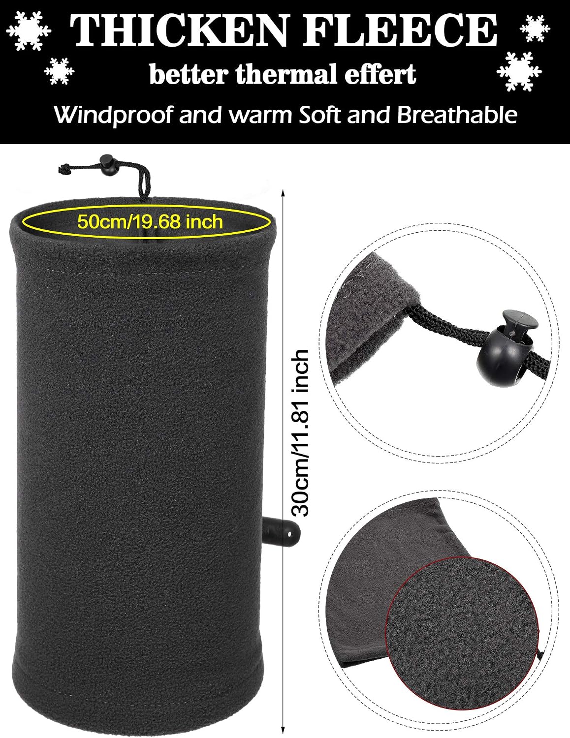 6 Pieces Drawstring Warm Winter Fleece Neck Gaiter Double Layer Neck Warmer Windproof Face Scarf for Men Women