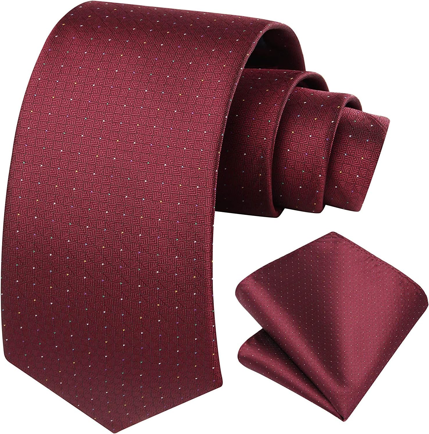 HISDERN Ties for Men Solid Houndstooth Neckties Handkerchief Formal Business Tie & Pocket Square Set Wedding Party - Image 2