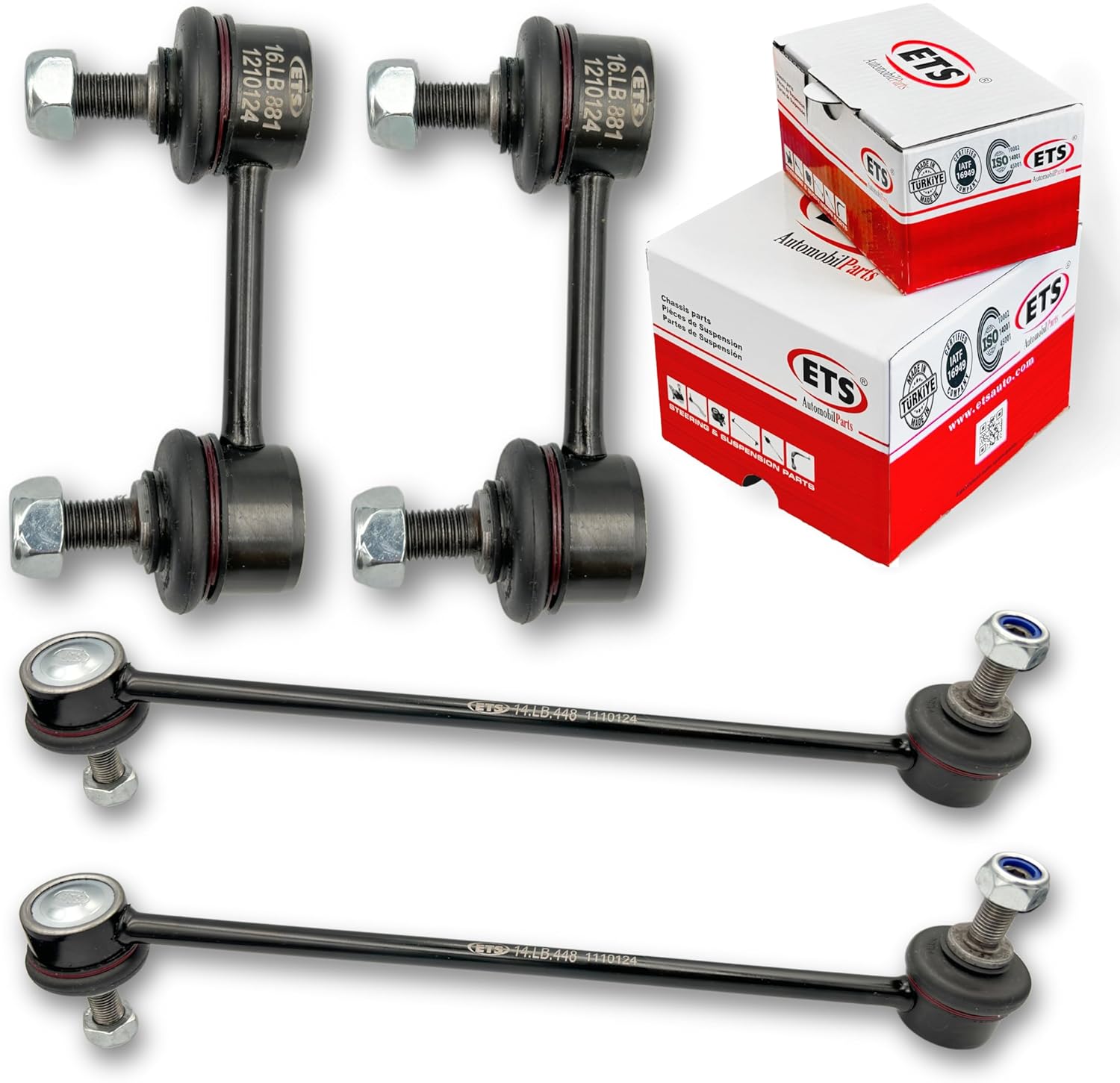 ETS - 4Pc Front & Rear Stabilizer Sway Bar End Link Kit Fits 10-11 Mitsubishi Endeavor FWD / 06-12 Eclipse / 04-08 Endeavor FWD / 04-12 Galant, K80296, K750030