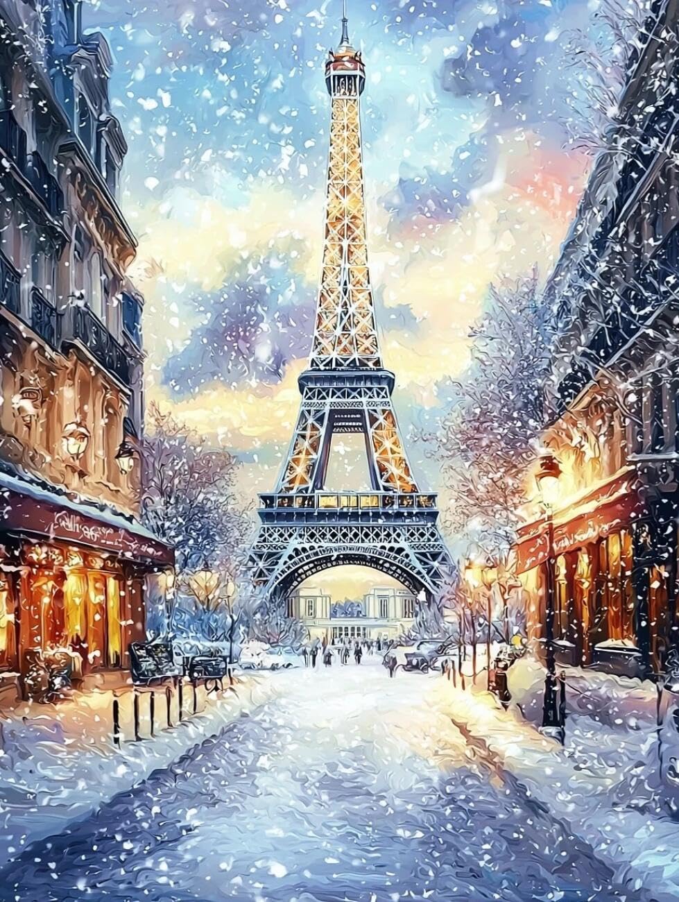 Henypt Cross Stitch Kits for Adults Streets in the Snow Landscape DIY Arts Aand Craft Kit for Beginners The Elderly with Accessories Home Wall Decoration 14CT 60x80cm