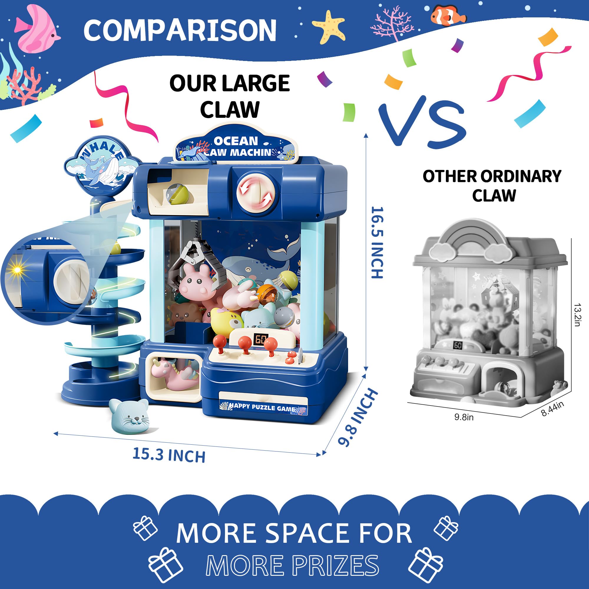 Máquina de garras para niños, juguete de juego de arcade para edades de 8 a 13 años, juguetes expendedores de dulces para niñas y niños, máquina de juego electrónica de garras para fiestas con 7