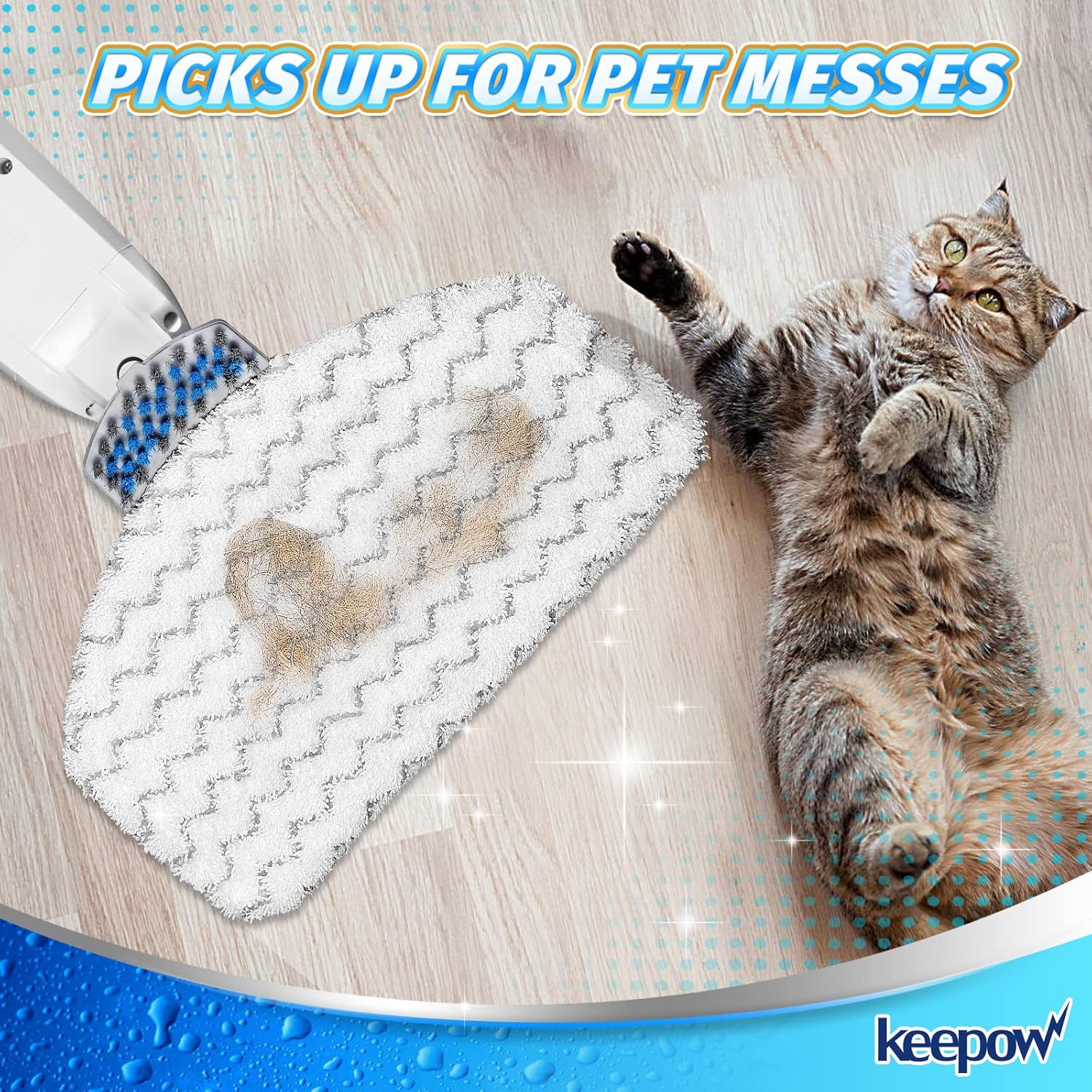 KEEPOW 6 Pack Steam Mop Pads and 3 Pack Replacement Tank Cap for Bissell Model 1544A 2075A 1806 5938 1940W 19404 1940A