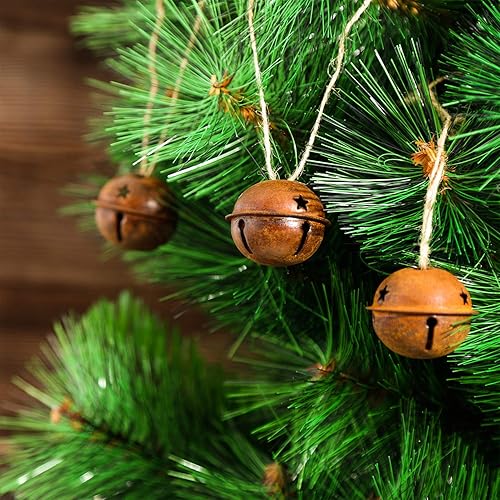 Miniatura 3 de 30 Pieces Christmas Rustic Bells Metal Sleigh Rusty Bells Primitive Look Bells Star Cutouts for Holiday Craft Home Decoration