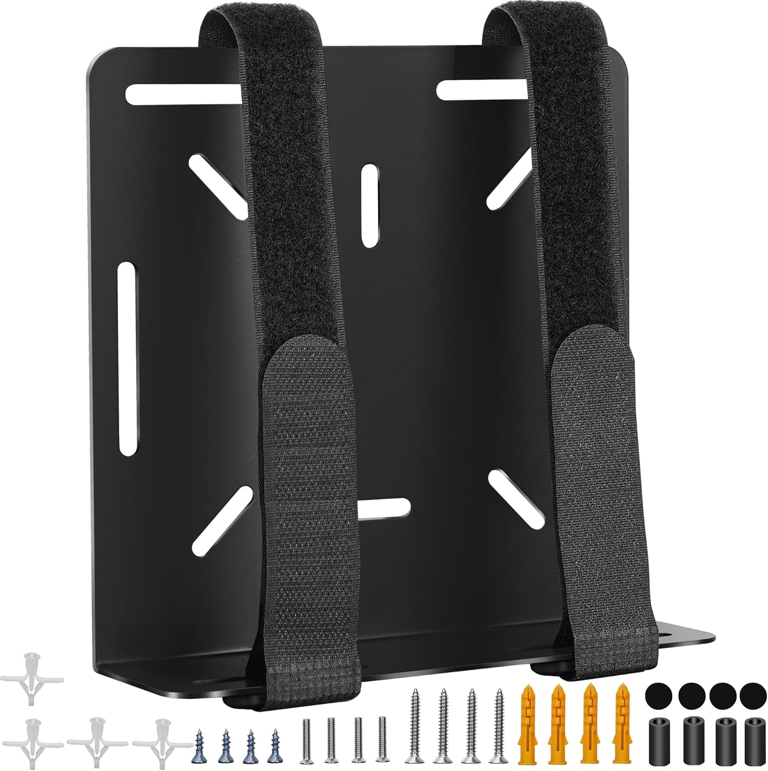 Universal Wall and VESA Mount for Micro PC, UPS Units, WiFi Router, Cable Modem and Other Electronic Devices Adjustable Strap Mount Bracket for Dell Lenovo HP mini pc, Mounted Behind The TV or Monitor