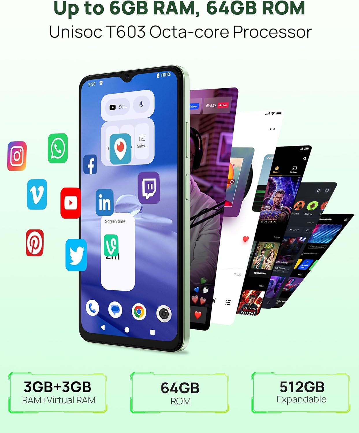 Ulefone Note 19 Android 14 Smartphone Ohne Vertrag 4G, 6GB+64GB/512GB Handy Günstig, Octa Core, 6,52 Zoll HD+, 8MP, 5000mAh Handy Ohne Vertrag, Dual SIM 4G Simlockfreie Handys 2 Jahre Garantie
