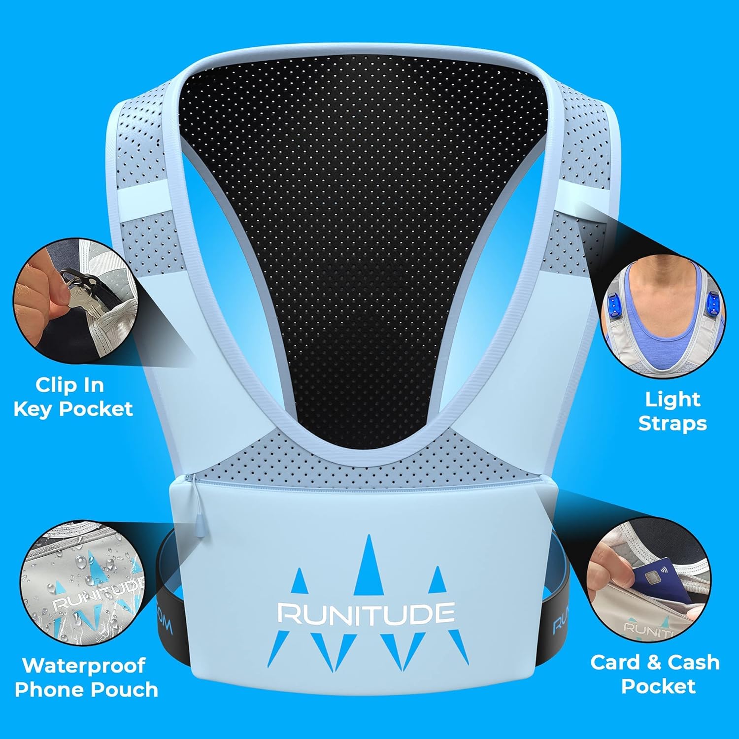Runitude Running Phone Holder Vest Chest Pouch Train Lightweight