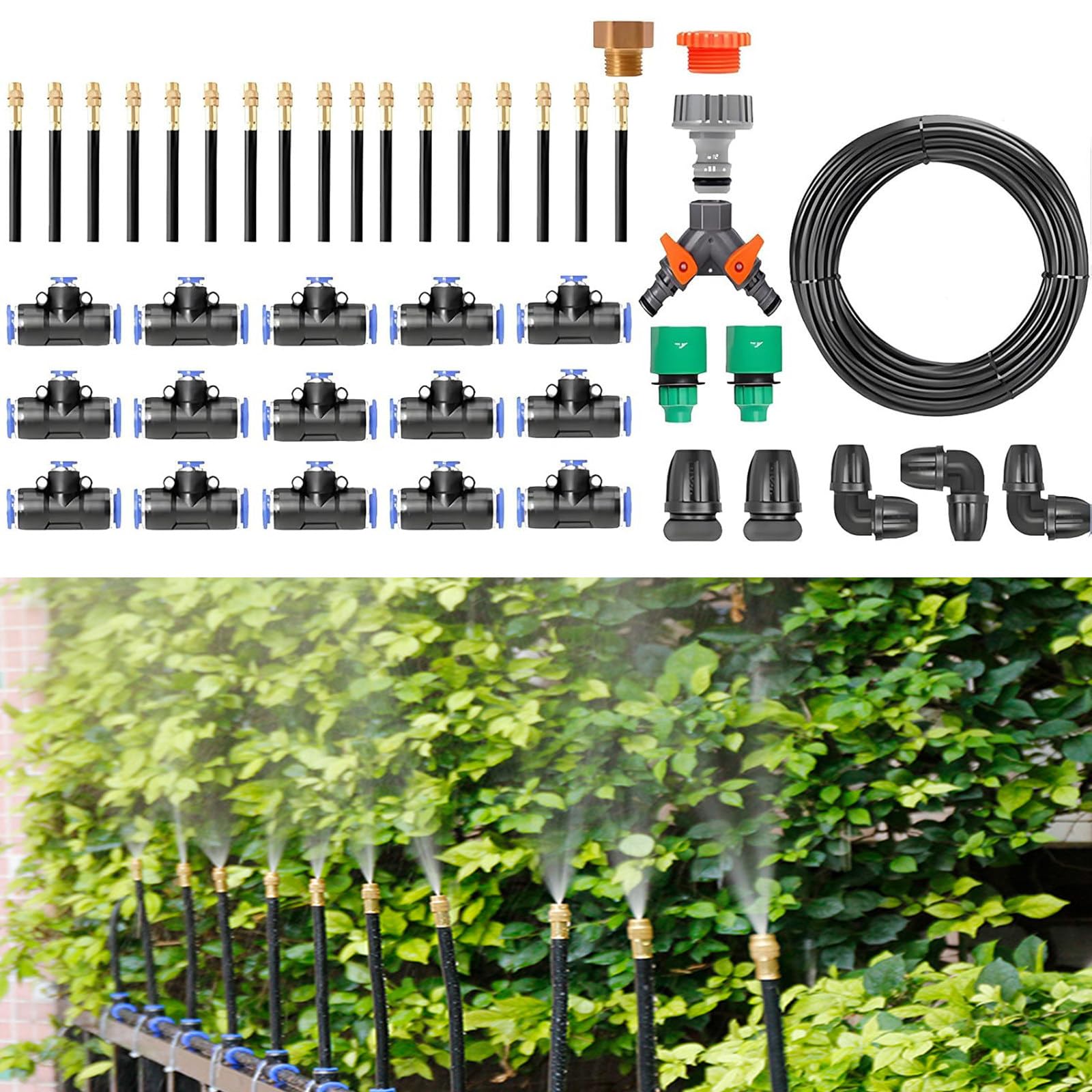 Garten Bewässerungssystem Automatisch mit 360° Nebeldüsen 40m