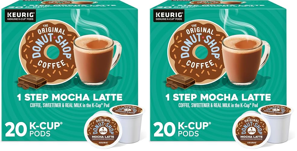The Original Donut Shop Mocha One-Step Latte, Single Serve Coffee K-Cup Pod, Flavored Coffee, 20 Count (Pack of 2) - Mocha Latte - 20 Count (Pack of 2)