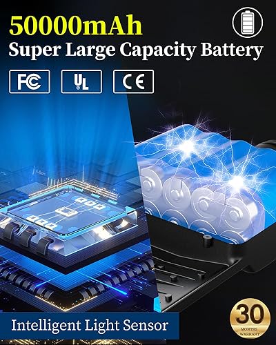 Miniatura 4 de Ofuray Of-9800W - Luces solares de calle al aire libre, 750000 lm, luces de estacionamiento solares comerciales del atardecer al amanecer, 6500 K