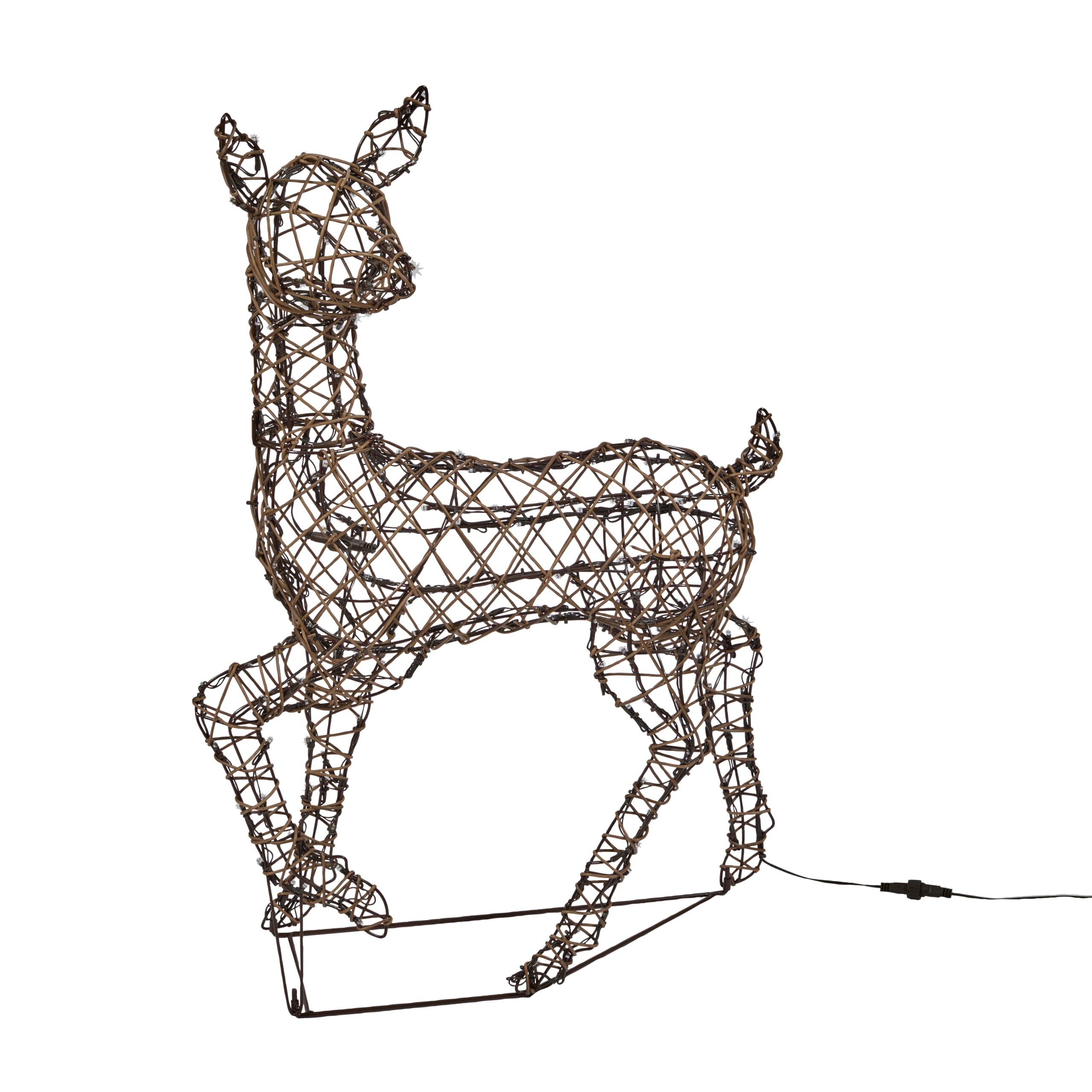Light4fun Studley-Rattan-Hirsch aus Kunstrattan mit 190 LEDs | mit 3 Beleuchtungsmodi | strombetrieben & Timer | Rentier Hirsch | Weihnachtsdeko | wetterfest für Garten außen | Höhe 88 cm
