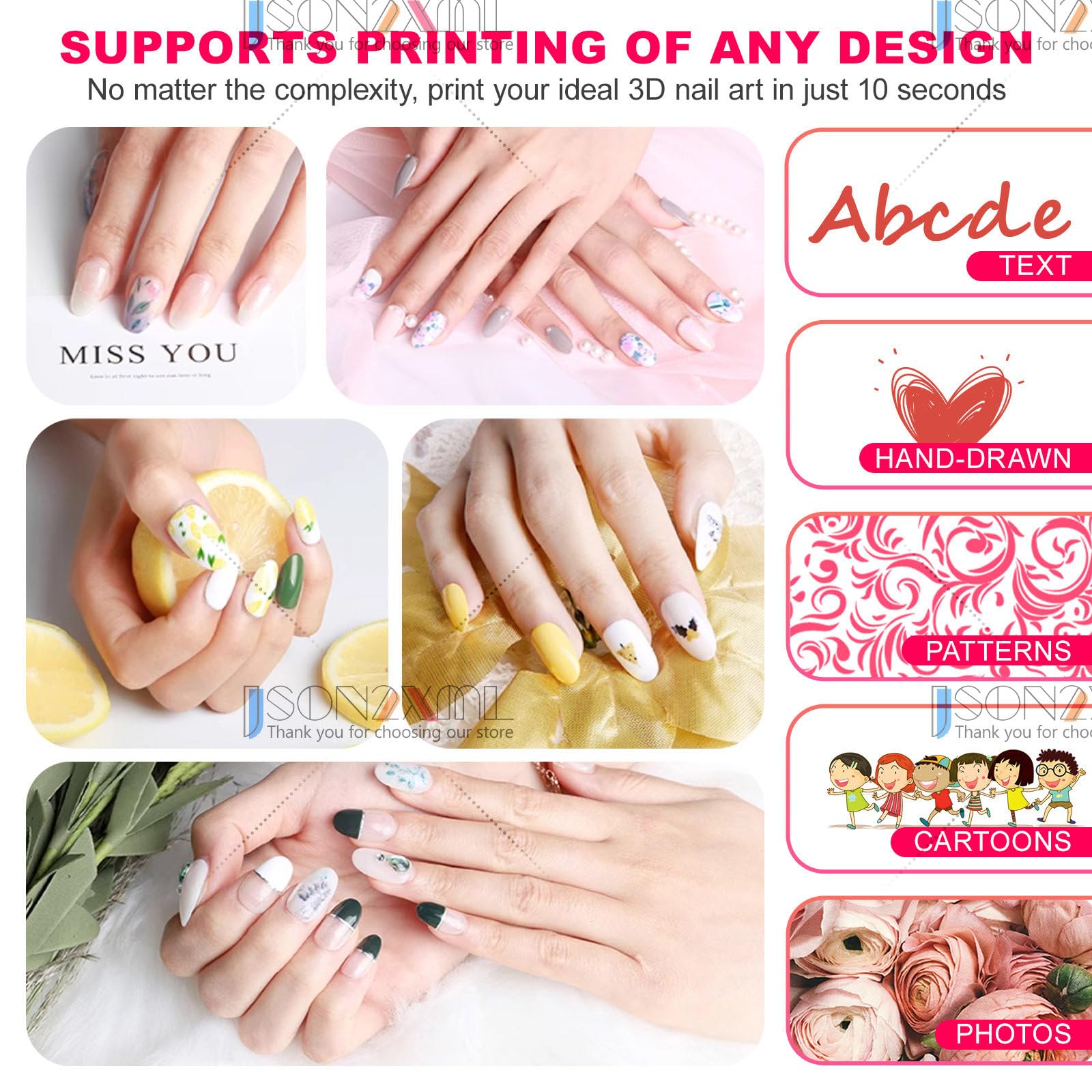 Impresora De Uñas para Uso Doméstico, Máquina 3D para Decoración De Uñas con Reconocimiento Automático De La Forma De La Uña, Impresora Digital para Decoración De Uñas Nail-Printer