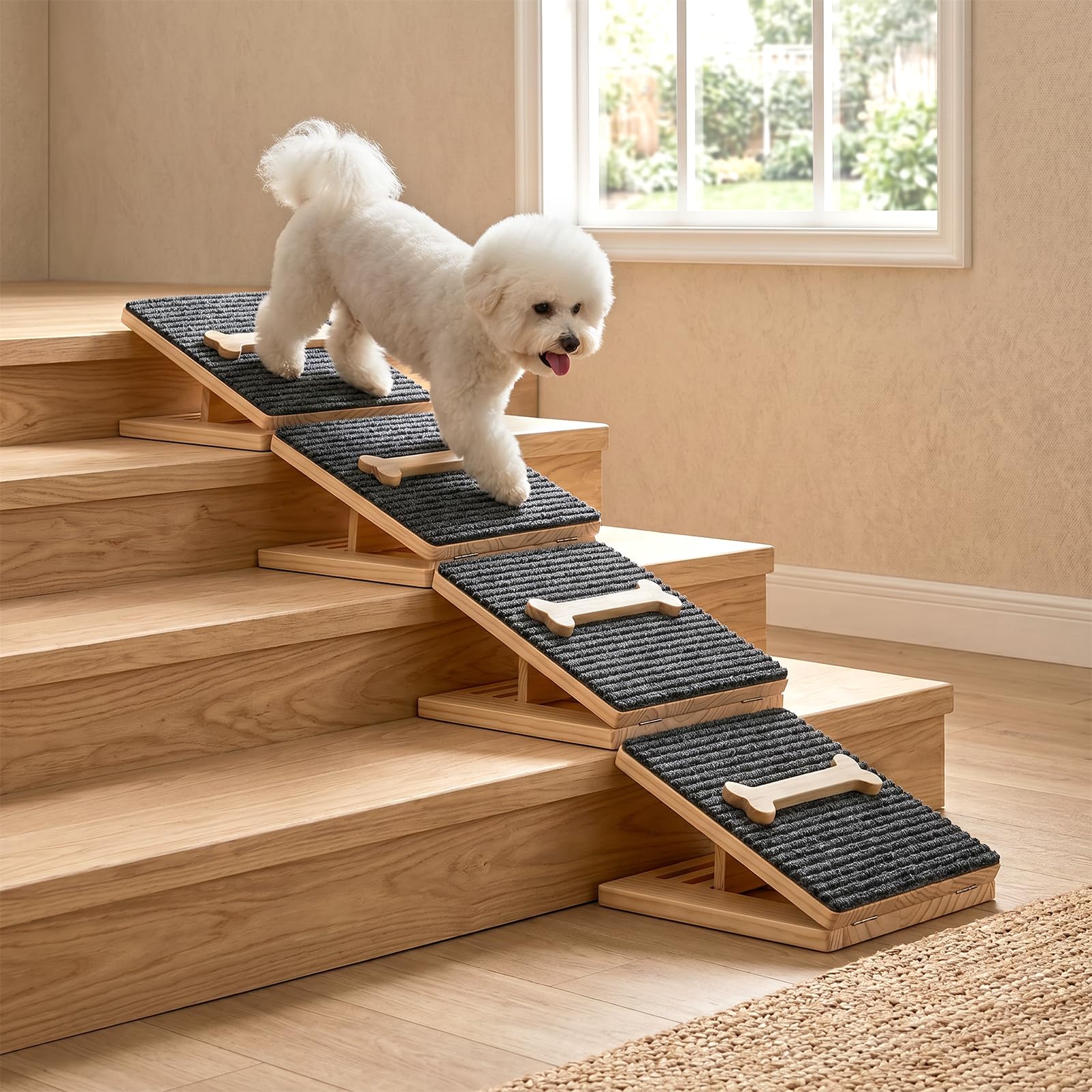 4PCS Folding Dog Ramp for Stairs Steps Sofa Adjustable Ramps for Small Dogs