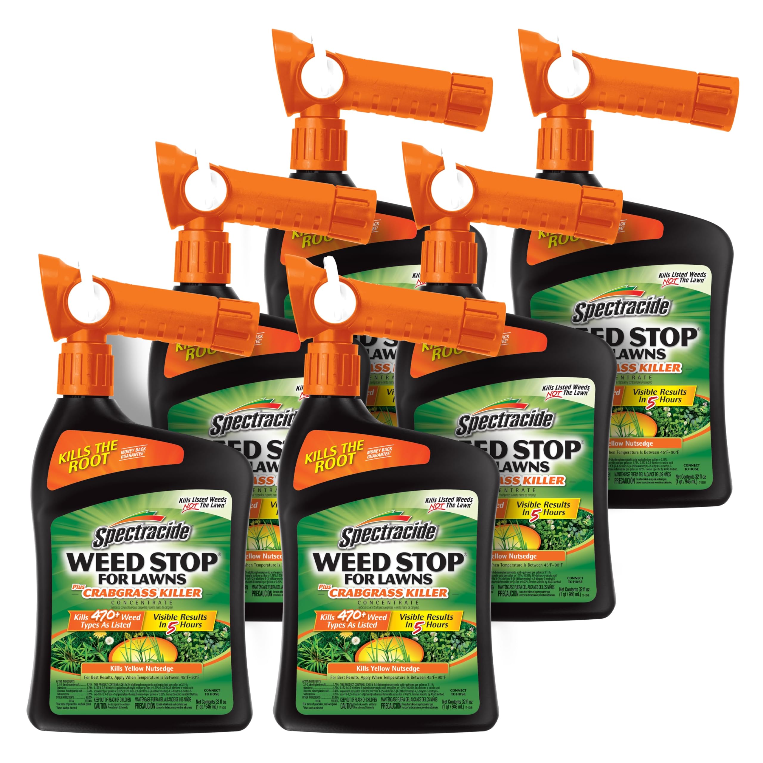 Weed Stop For Lawns + Crabgrass Killer Concentrate, 32-oz, 6-PK, Clear
