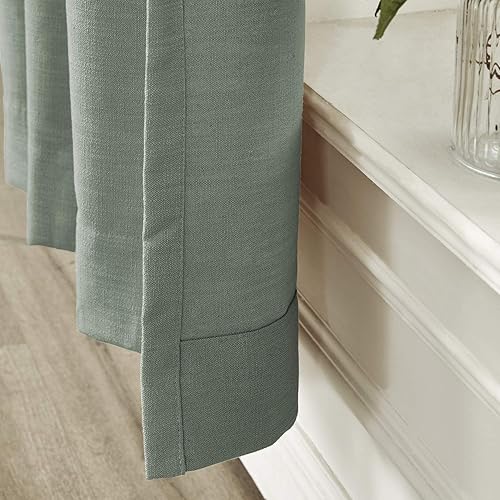 Miniatura 124 de Frelement Cortinas plisadas de lino de algodón extra anchas para oscurecer la habitación, 120 pulgadas de ancho x 96 pulgadas de largo, cortinas