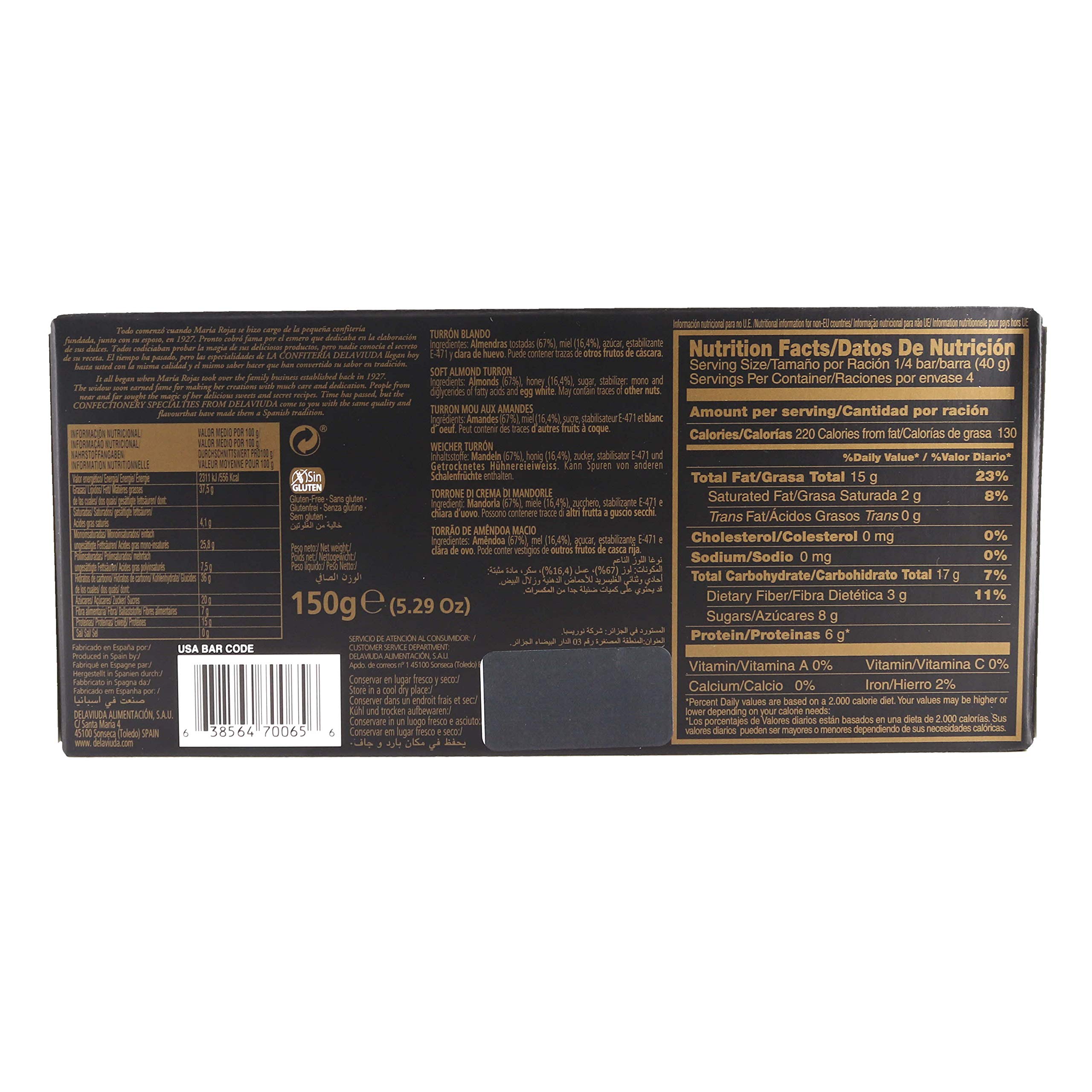 Delaviuda Turron Blando Lot de 6 tourrons aux amandes douces – Turron aux amandes douces – Turron Blando avec Almendras Calidad Suprema W/Premium Penguin Pochette de rangement rapide