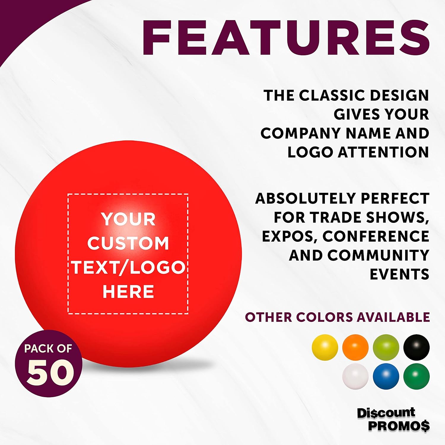 Custom Stress Balls for Adults, Hand Exercise, 50 Pack, Personalized Text, Logo, Perfect for Your Desk, Office, or Home, Red