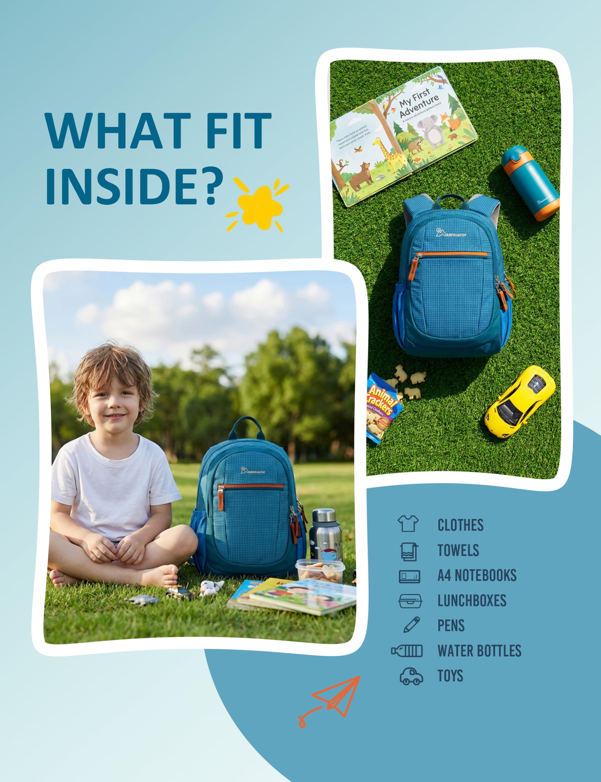 MOUNTAINTOP 5L Mini Sac à dos sac enfant voyage weekend école Cartable pour enfants Maternelle Filles Garçons