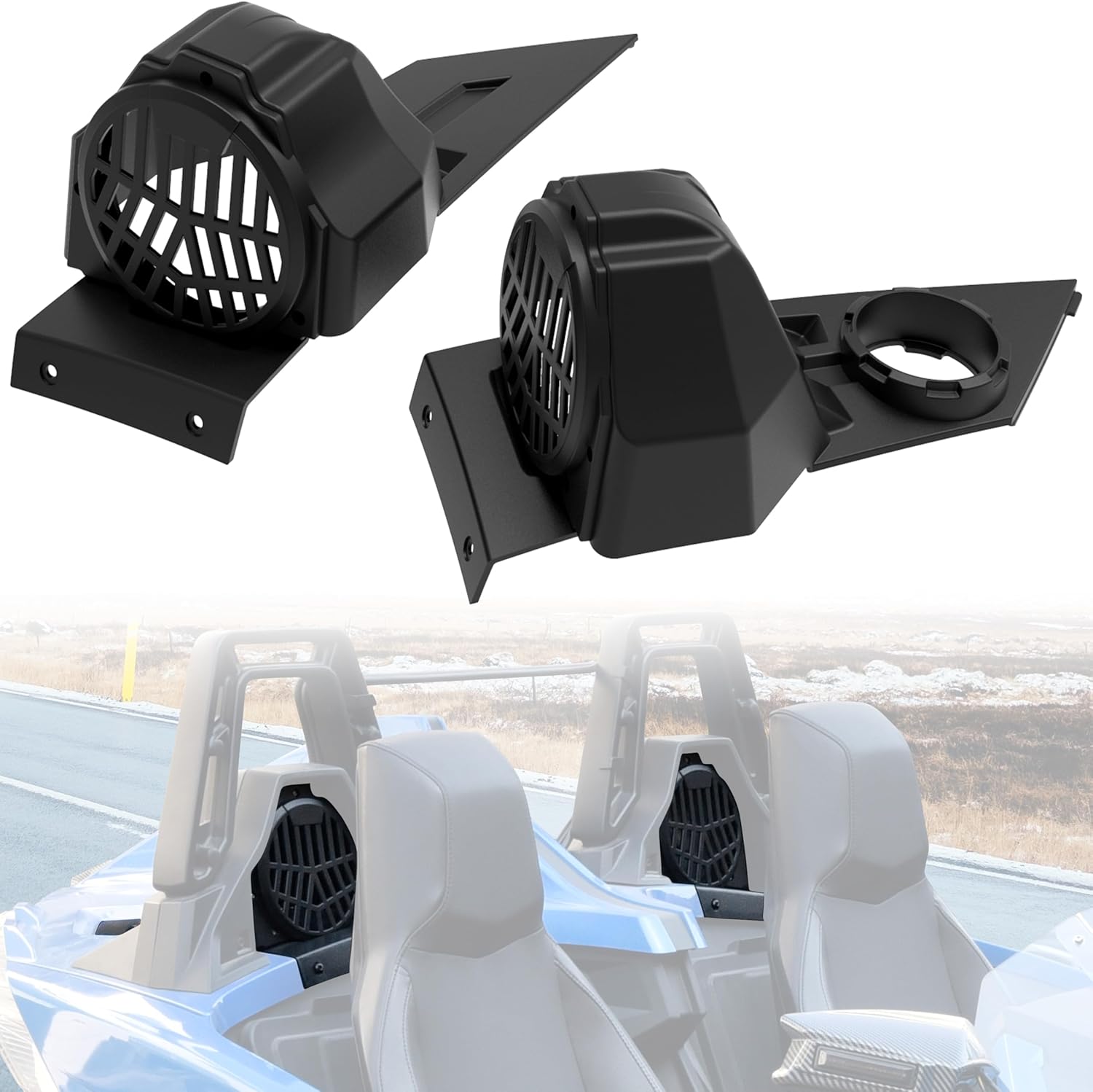 6.5" Speaker Pods for Polaris Slingshot 2020-2025, ABS Rear Seat 6.5in Speaker Enclosures Panels Mounts Behind Head for Polaris Slingshot S SL SLR R LE 2020-2025 Accessories (2PCS)