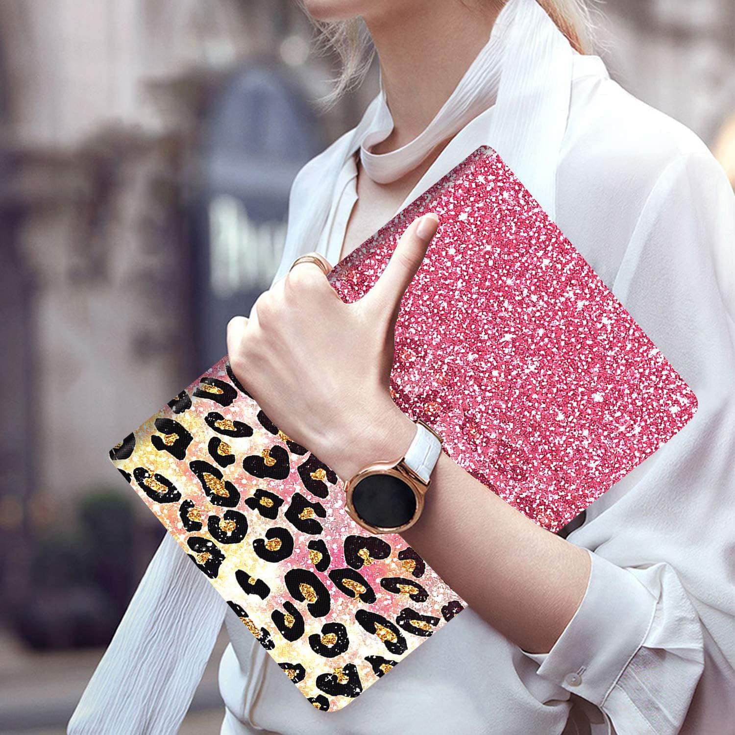 Case for ipad 10th Generation 10.9 inch 2022,for iPad 10th,Multi-Angle Stand Smart Protective Cover, Shockproof Case Auto Sleep/Wake, Cute Pink Faux Glitter Leopard
