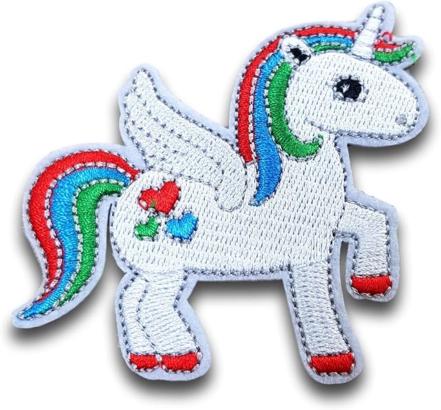 Crystal Charmz Love Heart Rainbow Unicorn Iron-on Sew-on Patch, Ideal for Craft Projects, Jackets, Jeans & Bags etc.